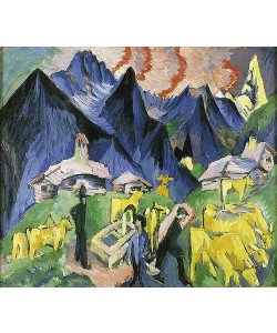 Ernst Ludwig Kirchner, Alpleben (Mitteltafel eines Triptychons). 1918