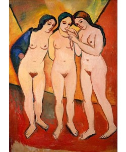 August Macke, Drei Nackte Mädchen (Rot und Orange). 1912