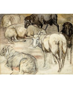 Franz Marc, Schafherde I (Schafherde im Stall). 1908