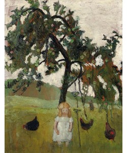 Paula Modersohn-Becker, Elsbeth mit Hühnern unter Apfelbaum. 1902