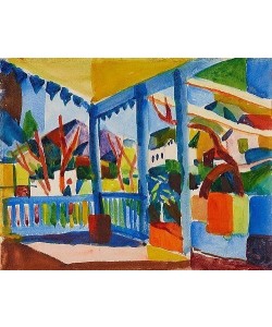 August Macke, Terrasse des Landhauses in St. Germain. 1914