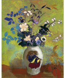 Odilon Redon, Blumen in einer Vase mit japanischem Krieger. Um 1905
