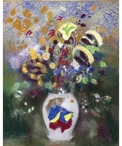 Odilon Redon, Blumenvase mit japanischem Krieger. 1905-08