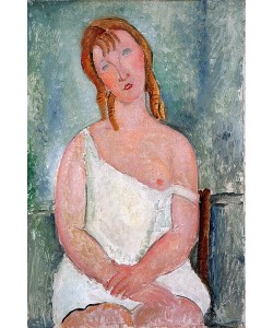 Amadeo Modigliani, Junges Mädchen in einem weißen Hemd. 1918