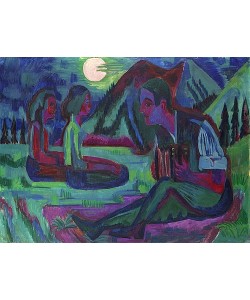 Ernst Ludwig Kirchner, Handorgler in Mondnacht. 1924