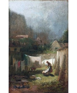 Carl Spitzweg, Beim Wäsche aufhängen.