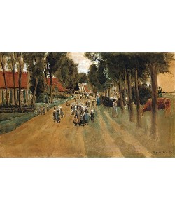 Max Liebermann, Dorfstraße mit Kindern in Zweeloo. 1882