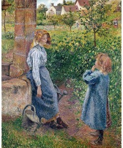 Camille Pissarro, Junge Frau und Mädchen an einem Brunnen. 1882