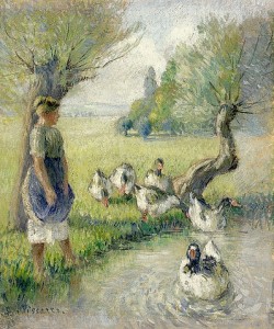 Camille Pissarro, Die Gänsehirtin (Der Ententeich). Um 1890