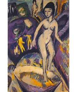 Ernst Ludwig Kirchner, Weiblicher Akt mit Badezuber. 1912