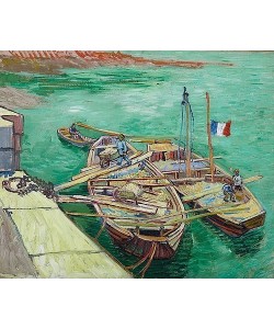 Vincent van Gogh, Rhonebarken. (Les bateaux amarrés.) 1888