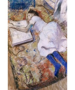 Edgar Degas, Ein liegendes junges Mädchen, ein Album ansehend. Um 1889