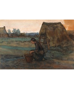 Vincent van Gogh, Eine kniende Frau vor einer Hütte. 1883
