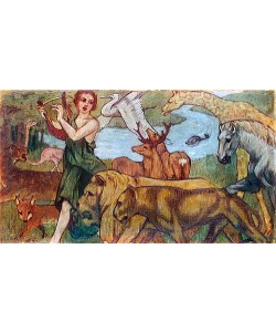 Franz Marc, Orpheus mit den Tieren (Entwurf für einen Wandbehang). 1907