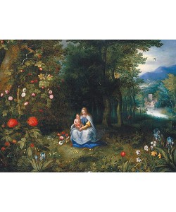 Jan BRUEGHEL DER Jüngere, Madonna mit Kind in einer Waldlandschaft.