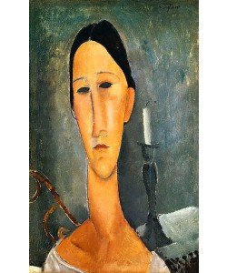 Amadeo Modigliani, Hanka Zborowska, im Hintergrund ein Kerzenständer. 1919