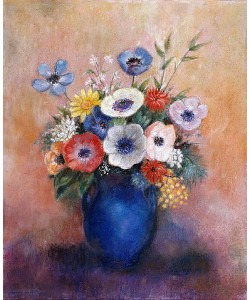 Odilon Redon, Blumen in einer blauen Vase.
