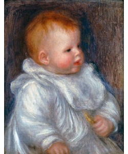 Pierre-Auguste Renoir, Portrait von Coco vor blauem Hintergrund.