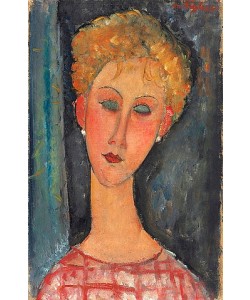 Amadeo Modigliani, Blonde junge Frau mit Ohrringen. 1918-19