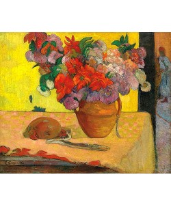 Paul Gauguin, Blumen in einer Vase und eine Feldflasche. Nach 1891