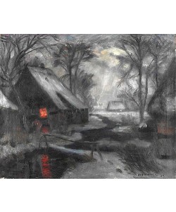 Otto Modersohn, Winterabend in Fischerhude. Um 1935