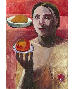 Paula Modersohn-Becker, Halbakt einer Italienerin mit Teller. 1906