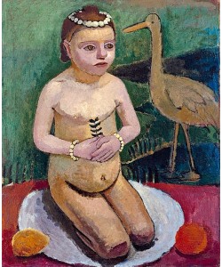 Paula Modersohn-Becker, Hockendes Mädchen mit Storch. 1906/07