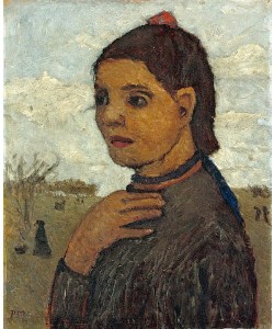 Paula Modersohn-Becker, Brustbild eines italienischen Mädchens vor Landschaft. 1906