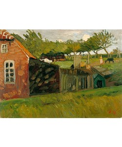 Otto Modersohn, Rotes Haus mit Ställen. 1907