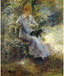 Pierre-Auguste Renoir, Lesende Frau mit schwarzem Hund. 1874