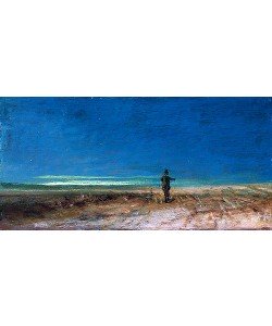 Carl Spitzweg, Flachlandschaft mit Vogelscheuche. Um 1845