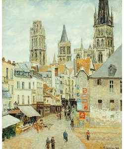 Camille Pissarro, Rue de L'Epicerie in Rouen an einem bedeckten Morgen. 1898