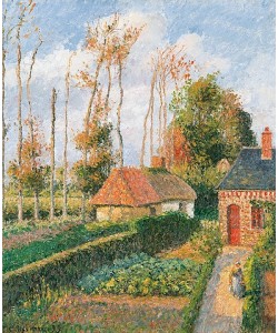 Camille Pissarro, Der Gemüsegarten des Gutshauses von Ango bei Sonnenuntergang.