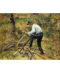 Camille Pissarro, Der Vater beim Holzsägen, Pontoise. 1879
