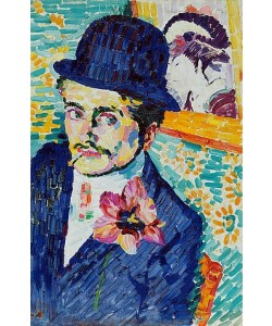 Robert Delaunay, Mann mit einer Tulpe am Revers (Portrait of Jean Metzinger). 1906