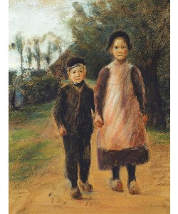 Max Liebermann, Junge und Mädchen auf der Dorfstraße. Um 1897