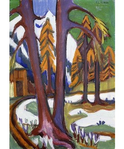Ernst Ludwig Kirchner, Berg-Vorfrühling mit Lärchen. Um 1921-23