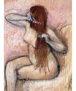 Edgar Degas, Sitzender Akt, sich kämmend (Femme nu assise, se coiffant). Um 1887-90