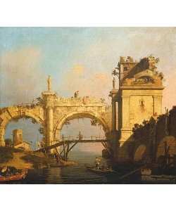 Canaletto (Giovanni Antonio Canal), Capriccio einer zerfallenen Renaissance-Arkade.