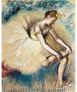 Edgar Degas, Tänzerin beim Anziehen ihrer Schuhe (Danseuse Attachant sa Chaussure). 1896