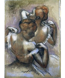 Edgar Degas, Zwei Tänzerinnen des Ensembles richten ihre Schulterträger. (Deux Danseuses à Mi-Corps, ajustant Leurs Epaulettes.) Um 1897