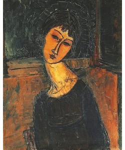 Amadeo Modigliani, Jeanne Hebuterne (Das Porträt zeigt die Geliebte und spätere Ehefrau des Künstlers.). Um 1916-17