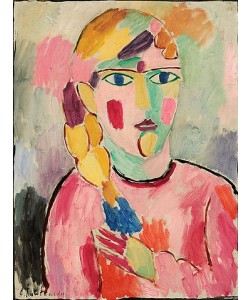 Alexej von Jawlensky, Mädchen mit blauen Augen und einem Zopf. Um 1916