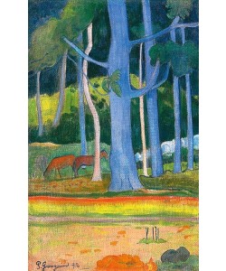 Paul Gauguin, Landschaft mit blauen Baumstämmen (Paysage aux troncs bleus). 1892