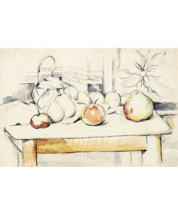 Paul Cézanne, Ingwertopf und Früchte auf einem Tisch (Pot de gingembre et fruits sur une table). 1888-90