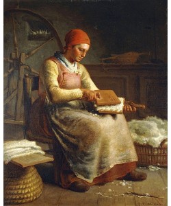 Jean-François Millet, Frau beim Kardieren der Wolle (La Cardeuse).