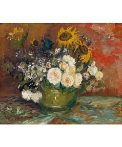 Vincent van Gogh, Schale mit Sonnenblumen, Rosen und anderen Blumen. 1886