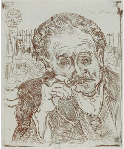 Vincent van Gogh, 'L'homme à la pipe' oder 'Portrait du Docteur Gachet'. 1890.
