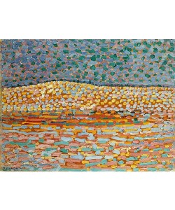 Piet Mondrian, Pointillistische Studie einer Düne, mit leichter Erhebung auf der linken Seite. 1909