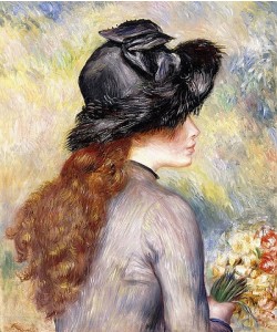 Pierre-Auguste Renoir, Junges Mädchen mit einem Tulpenstrauß (Jeune Fille au Bouquet de Tulipes). Um 1878